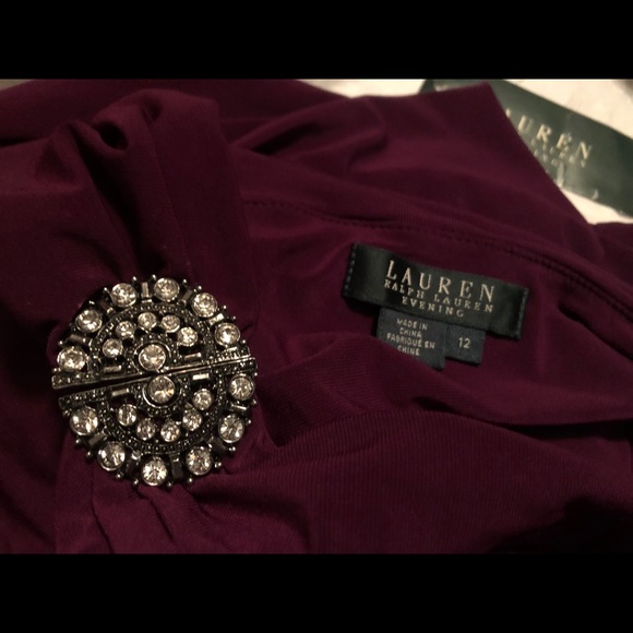 Ralph Lauren Asymmetrical/One Shoulder Plum Gown - Picture 3 of 7